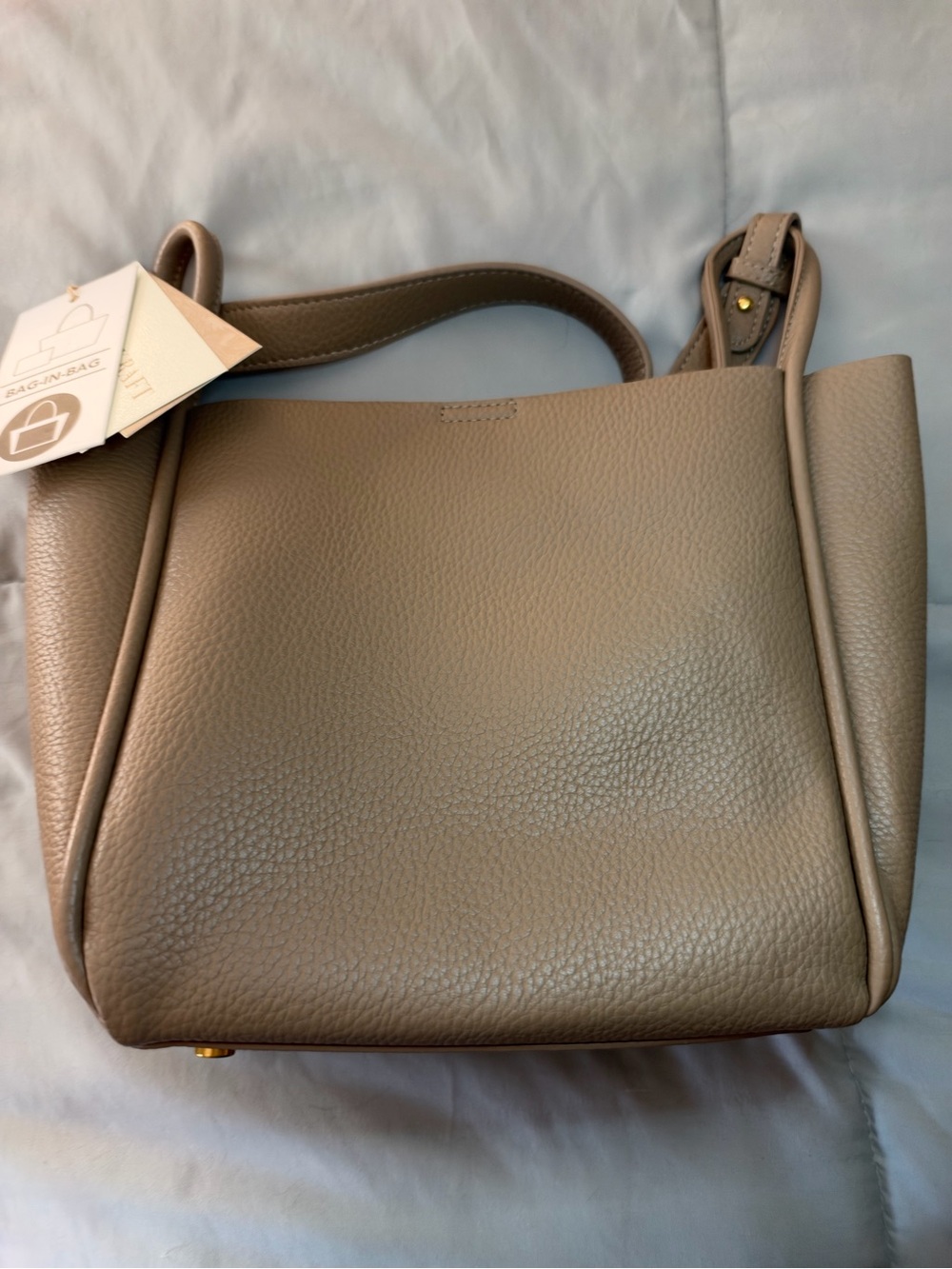 Antik Kraft Taupe Pebbled Leather Shoulder Bag